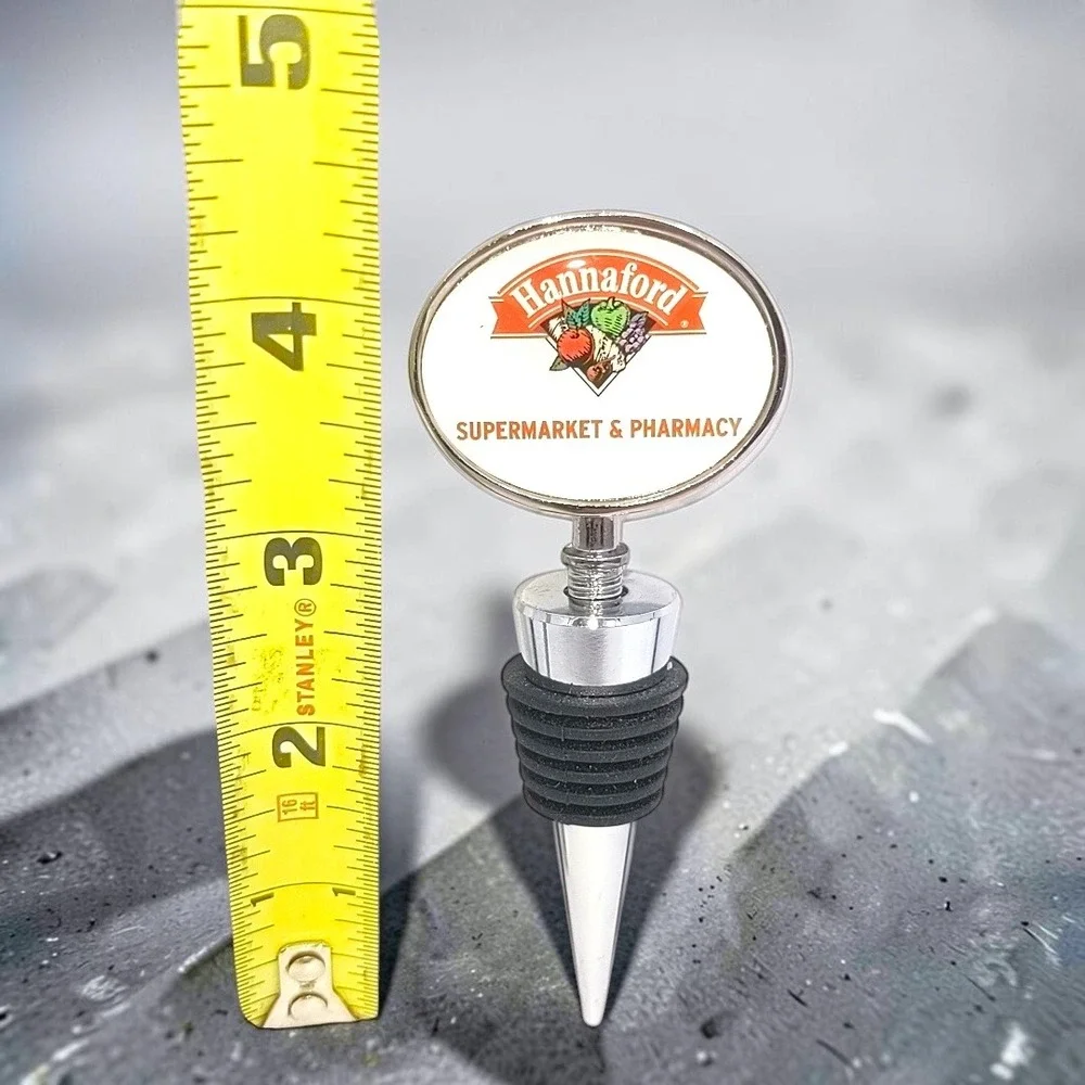 VTG Y2K Hannaford Supermarket Pharmacy Wine Bottle Stopper Chrome Metal Rubber